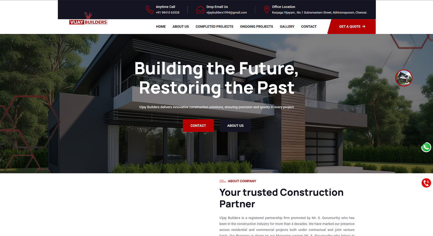 Vijay Builders Chennai website screenshot
